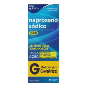 Analgésico e Anti-Inflamatório Naproxeno Sódico 550mg Genérico Neo Química 10 Comprimidos